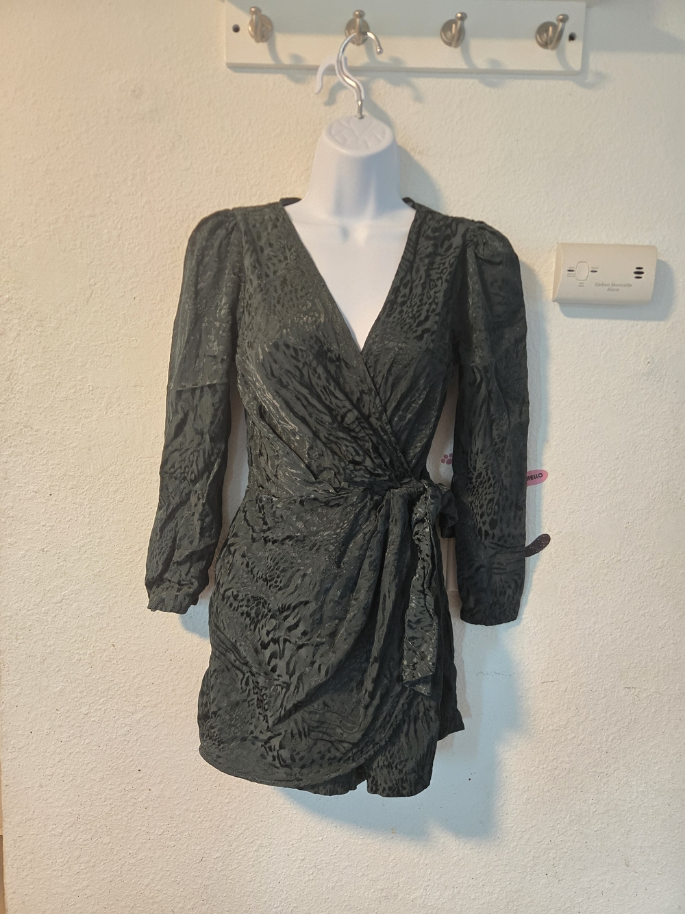 H&M Dark Green Wrap-Front Mini Rompers Dress